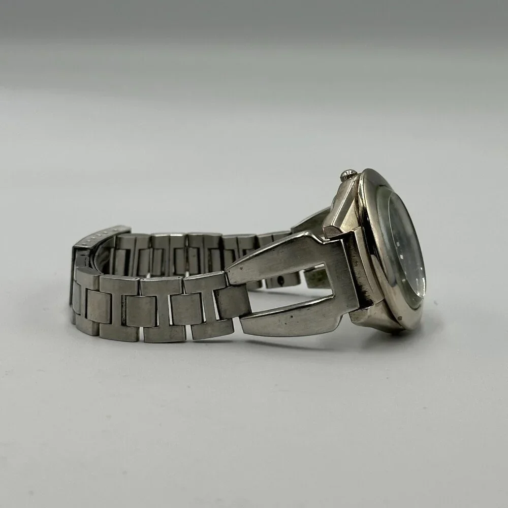 3/$30 Body Gear Watch Women Silver Tone Oval Dial 31MM Grey Dial New Battery 7
